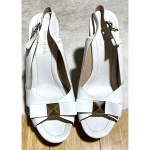 Kate Spade Diana Nappa Leather And‎ Cork Platform Sandals White Women's 8M